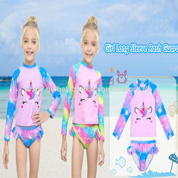 UV Jxstar Girls Rash Guard 2-Piece Unicorn/Mermaid Swimsuits Swimwear UPF 50 