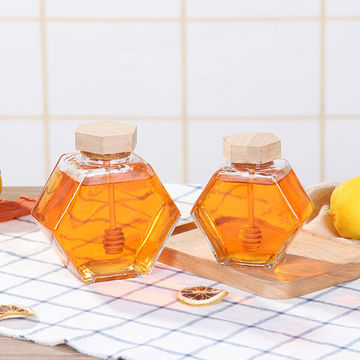 China Airtight 100ml Small Glass Hexagonal Jar for Honey Storing