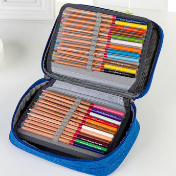 Faux Leather School Pencil Case 72 Holders 4 Layers Large Capacity Pen Box 