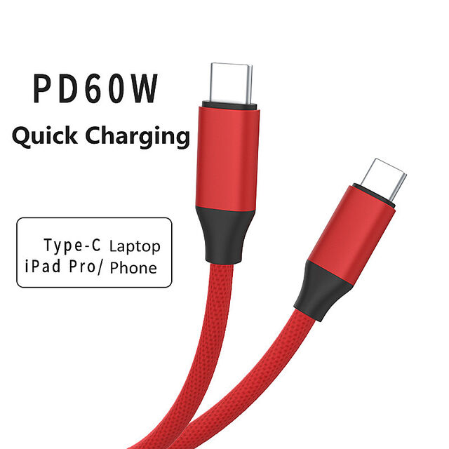 Câble de Charge Rapide USB C vers C 60W avec Logo OEM pour Données - Câble de Données pour Téléphones Type C, Ordinateur Portable, Tablette