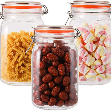 Large Glass Canister 50 Oz 1500ml Wide Mouth Square Glass Food
