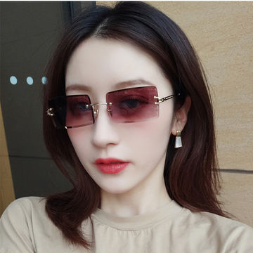 2021 Retro Sunglasses Women Brand Designer Fashion Rimless Gradient Sun Glasses