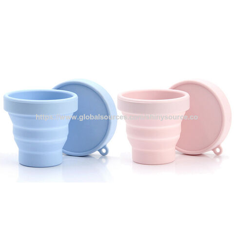 Vaso de Viaje Plegable de Silicona Portátil, Taza de Camping Plegable de Goma con Mosquetón y Correa para Colgar