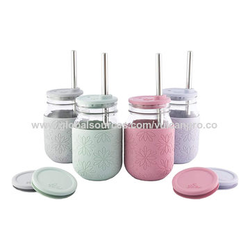 Buy Wholesale China 16 Oz Mason Jar Cups With Silicone Lids +