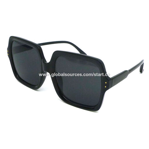 Buy Wholesale China New Fashionable Sunglasses With Large Plastic Square  Shape, Black Frame And Grey Lens, 100% Uv 400 Lenses Protection, Oem  Welcome & Sunglasses at USD 0.5
