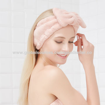 Spa Headband, Bowknot Hair Bands Makeup Headbands Women Coral Fleece  Elastic Headband Washing Face Hair Wrap for Washing Face Shower Sports  Beauty