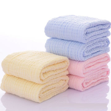 AIMIUKIDS Newborn Muslin Baby Towel Cotton Gauze Super Soft Baby Bath Towels 6 Layers Infant Towels 2 Pack 43.3x43.3 White,Pink
