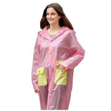 pink transparent raincoat