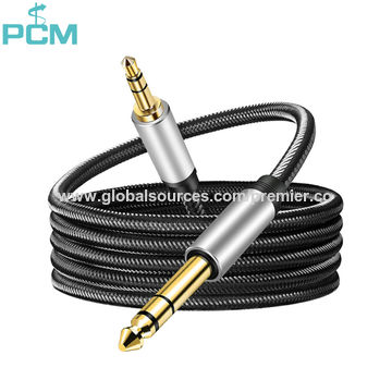 1pc 1/4" 6.3mm Mono Metal Plug with Black Ring & Black Plastic Audio Connector 