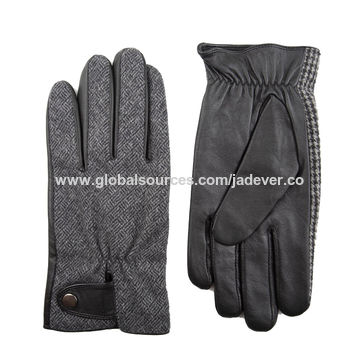 Grey Sheepskin leather driving gloves for men 