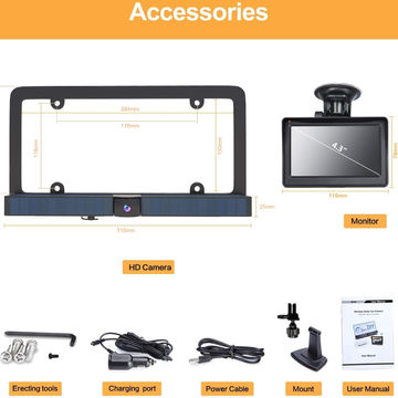 Compre Cámara Trasera De Visión Nocturna, Monitor De Coche De 4,3 Pulgadas,  Placa De Matrícula Inalámbrica, Cámara Solar Para Coche y Cámara Solar De  Matrícula Inalámbrica de China por 69 USD