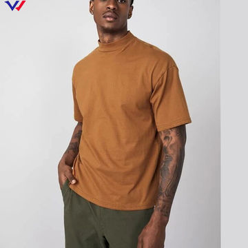 Yutao Mens Summer Solid Color Short Sleeve Turtleneck Tops Blouse Shirts Loose Fit Slim Tee 