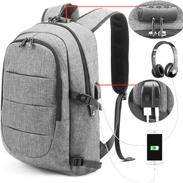 ET Half Head Text Backpack Daypack Rucksack Laptop Shoulder Bag with USB Charging Port 