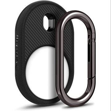 Black,Black Silicone Cover for Apple AirTag Case with Carabiner,AirTag Key Finder Phone Finder Carry Cover Skin 2 PCS 