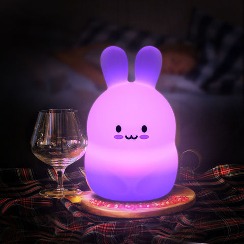 Compre Silicona Led Bunny Lámparas De Noche Luz Para Dormir Bebé