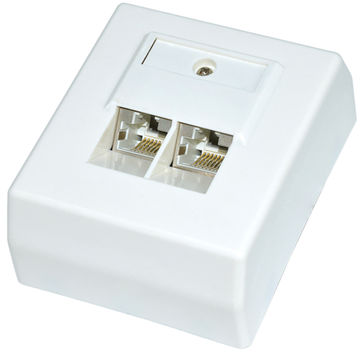 Conector Jack blindado de montagem em superfície, portas duplas 8P8C, terminal de parafuso, branco, padrão alemão XJY-GM-48S for sale at factory direct price