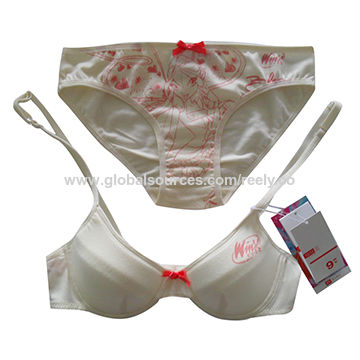 2-pieces Custom Teen Girls Underwear Bra Set Soft Cups Cotton