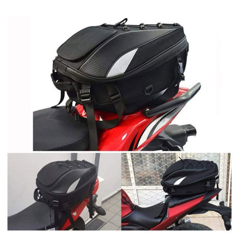 Motorcycle Bike Rider Luggage Rear Seat Large Capacity Storage Saddle Bag Canvas