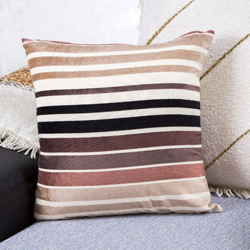 Pack of 4 Multi Striped Decorative Square Cushion Covers