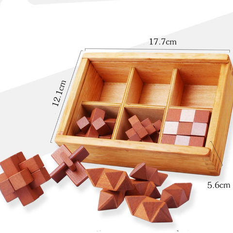 ND_ WOODEN INTELLIGENCE TOY BRAIN TEASER GAME TOY 3D PUZZLE FOR KIDS ADULTS FA 