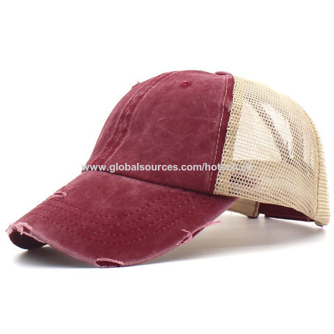 Ponytail Hat Cotton Trucker Hat 