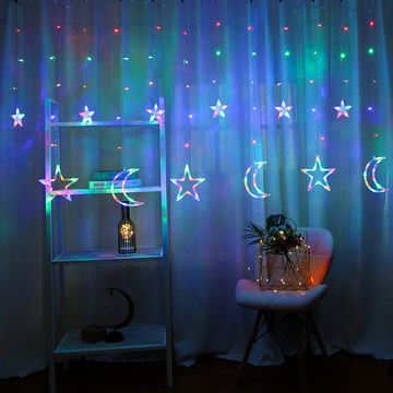 Twinkling Star Moon LED Fairy String Lights Curtain Window Wedding Party Decor 