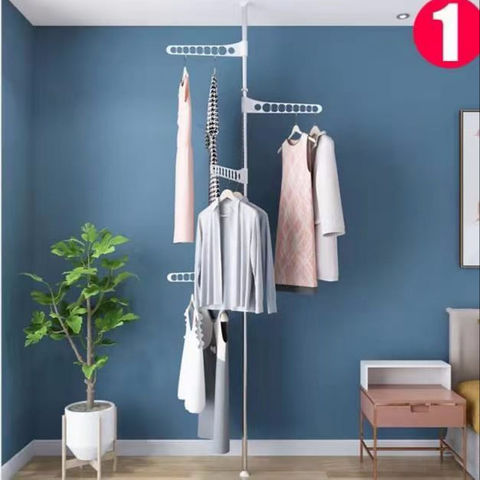 Adjustable Metal Corner Tension Pole for Clothes Laundry Drying Rack ...