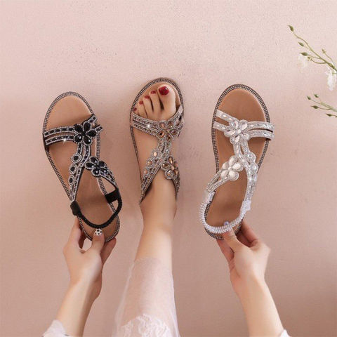 Buy Wholesale China Wholesale 2021 New Women's Flat Sandals Rhinestone Comfortable  Shoes & Sandals at USD 5 | Global Sources