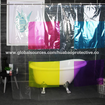 Clear Shower Curtain, Shower Curtain With Phone Pocket