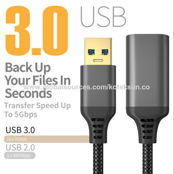 Câble d'Extension USB 3.0 Tressé Durable pour Clavier USB, Souris, Clé USB, Disque Dur - Haute Vitesse