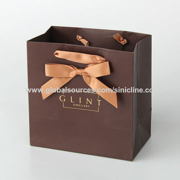 Sinicline White Custom Logo Shopping Bags Black Ribbon Handle - China Paper  Bags and Paper Packaging price