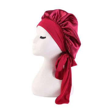 Wholesale High Quality Satin Bonnet Hair Dress Cap Women Turban