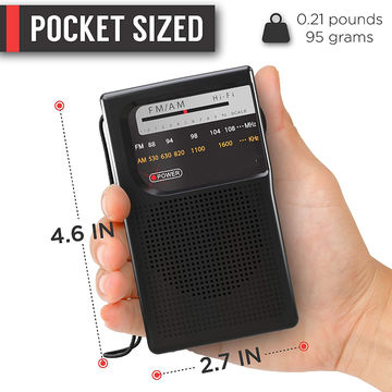 Radio de bolsillo AM FM portátil – VNVGLUS 2 radio AAA con la mejor  recepción, larga duración de la batería, radio pequeña para caminar, trotar