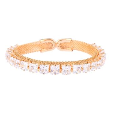 Chic Cubic Zircon Crystal Charm Friendship Bracelet Bangle Women Bridesmaid Gift 