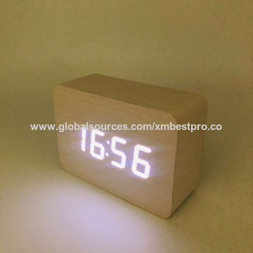 Off-white Wooden Style Smart Digital Alarm Clock, Multifunction Alarm ...