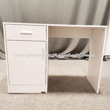 Modern Wooden Multifunction Laptop Desk, White Desk With Drawers On One Side