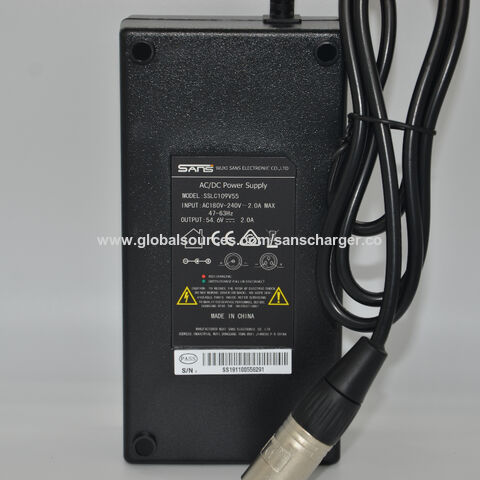 48V 2A Lithium Battery Charger E-bike AC/DC Li-ion Battery Power Supply  Cable