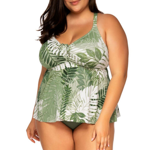 Women's Plus-size Swimwear Two Piece Swimsuit Bikini Tankini Print