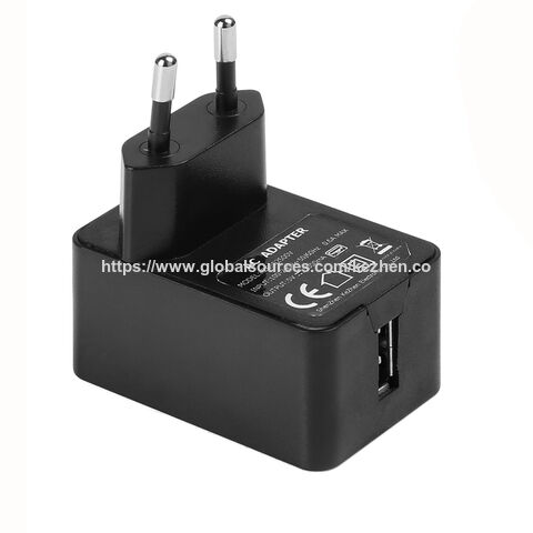 Adaptateurs secteur USB 5V2A pour téléphones portables et tablettes avec certifications CE, ROHS et GS, couleur noire. Vente en gros.
