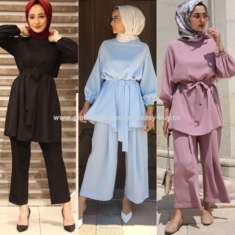 Buy Wholesale China Islamic Dresses Muslim Women Clothing Breathable Solid  Color Long Sleeve Two Piece Islamic Clothing & Abaya at USD 10.99 | Global  Sources