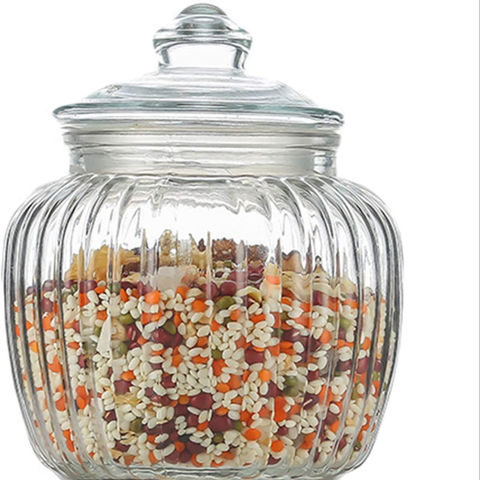 Glass Airtight Jar Bottle Household Transparent with Lid Kitchen Groceries  Dried Fruit Storage Jar Kitchen Supplies Vase Deco