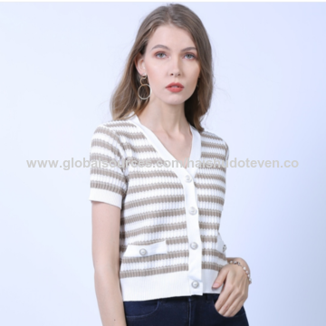 Cardigan Jacket Short Sleeves Sweater 