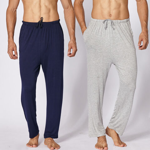 Pantalones de Salón para Hombre de Modal Transpirable Personalizados, Pantalones de Pijama Largos con Cintura Ajustable con Cordón
