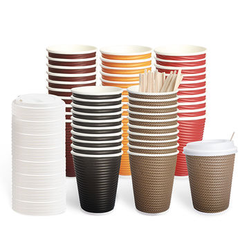 Buy Wholesale China Disposable Coffee Paper Cups Disposable Printed Paper  Double Wall Ripple Coffee Cups & Coffee Cups at USD 0.09