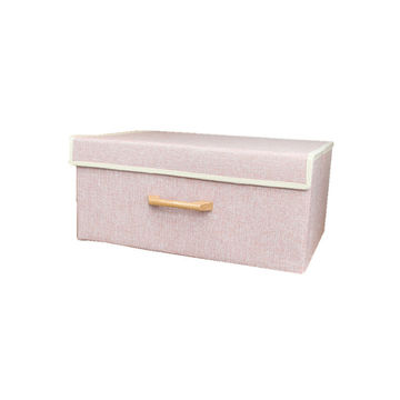 Cotton Linen Storage Boxes Bins, Wooden Linen Box With Lid