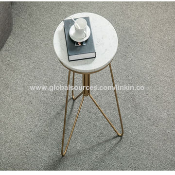 Nordic Modern Wrought Iron Marble Small, Corner Side Table For Dining Room