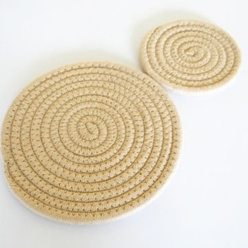 Hot Insulation Table Mats Pot, Round Braided Cotton Placemats