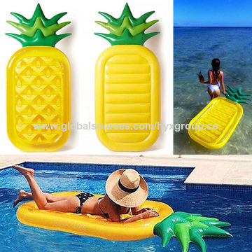 Boia de piscina PVC inflável abacaxi fruta flutuante linha anel de natação espreguiçadeira cama flutuante for sale at factory direct price