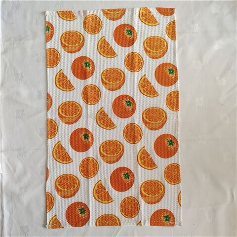 100 Cotton 3 Pcs 40X60 CM Orange Embroided Kitchen Towel Set