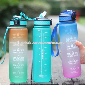 Botella de plástico, botella con pajita, botella deportiva, termo de 1000 ml, botella con asa, botella de tritán for sale at factory direct price